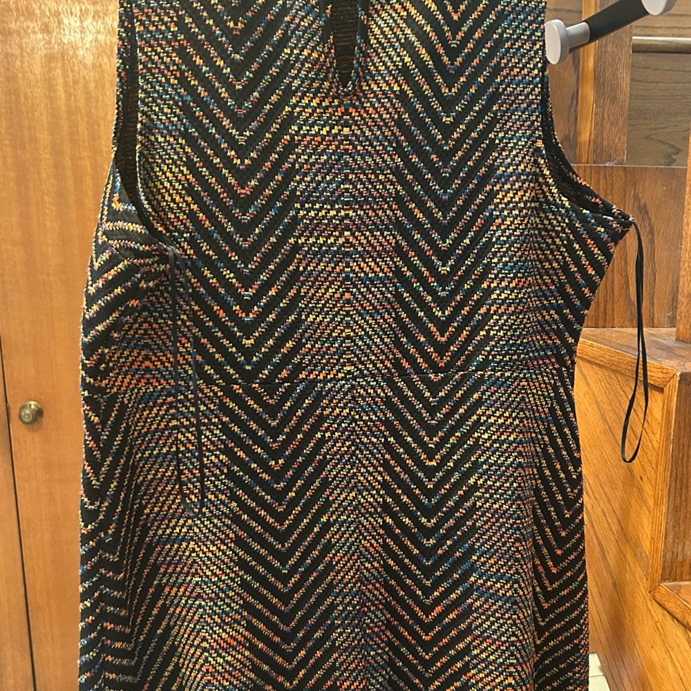 Bar III Black and Multicolor Chevron Midi Dress